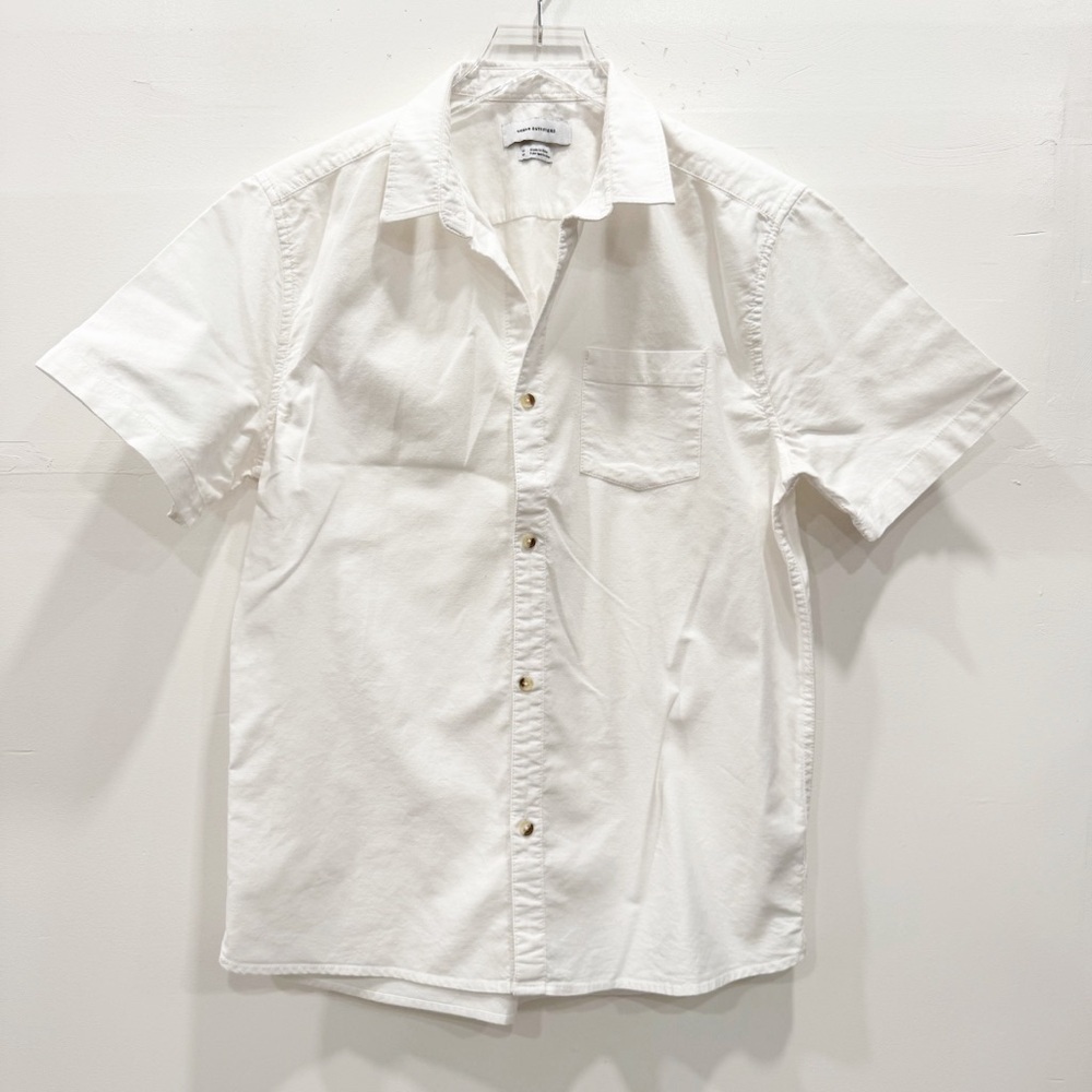 Urban Outfitters White Short Sleeve Button Down Shirt Poplin Cotton Medium